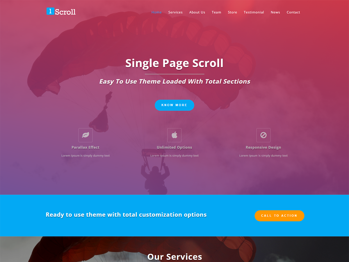 One page WordPress Themes