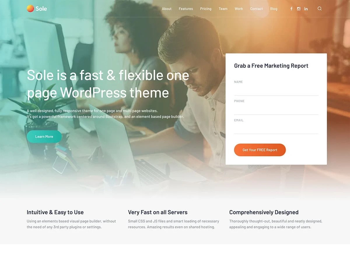 One page WordPress Themes